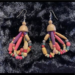 Costume wooden colorful earrings